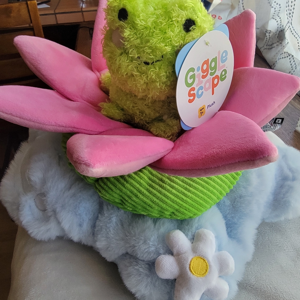 Frog on Pink Flower Plush Toy